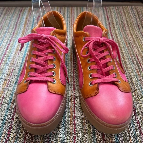 Fluevog GREAT LoPro Fakie pink/orange swirl leather sneaker-M9/W11 (fits LG) - Picture 6 of 16